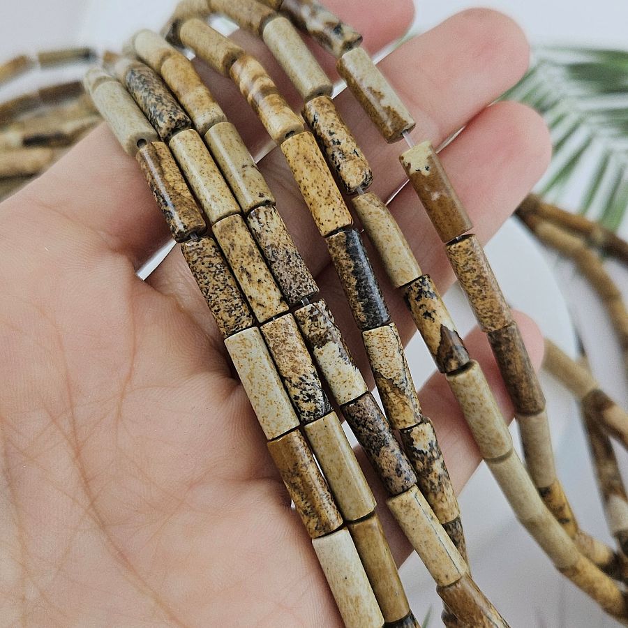 Нить 19 см Яшма пейзажная ок. 4.5х13-14 мм бусины трубочки (9932-ЯП) купить в Воронеже | Заказать в интернет-магазине Viva Beads
