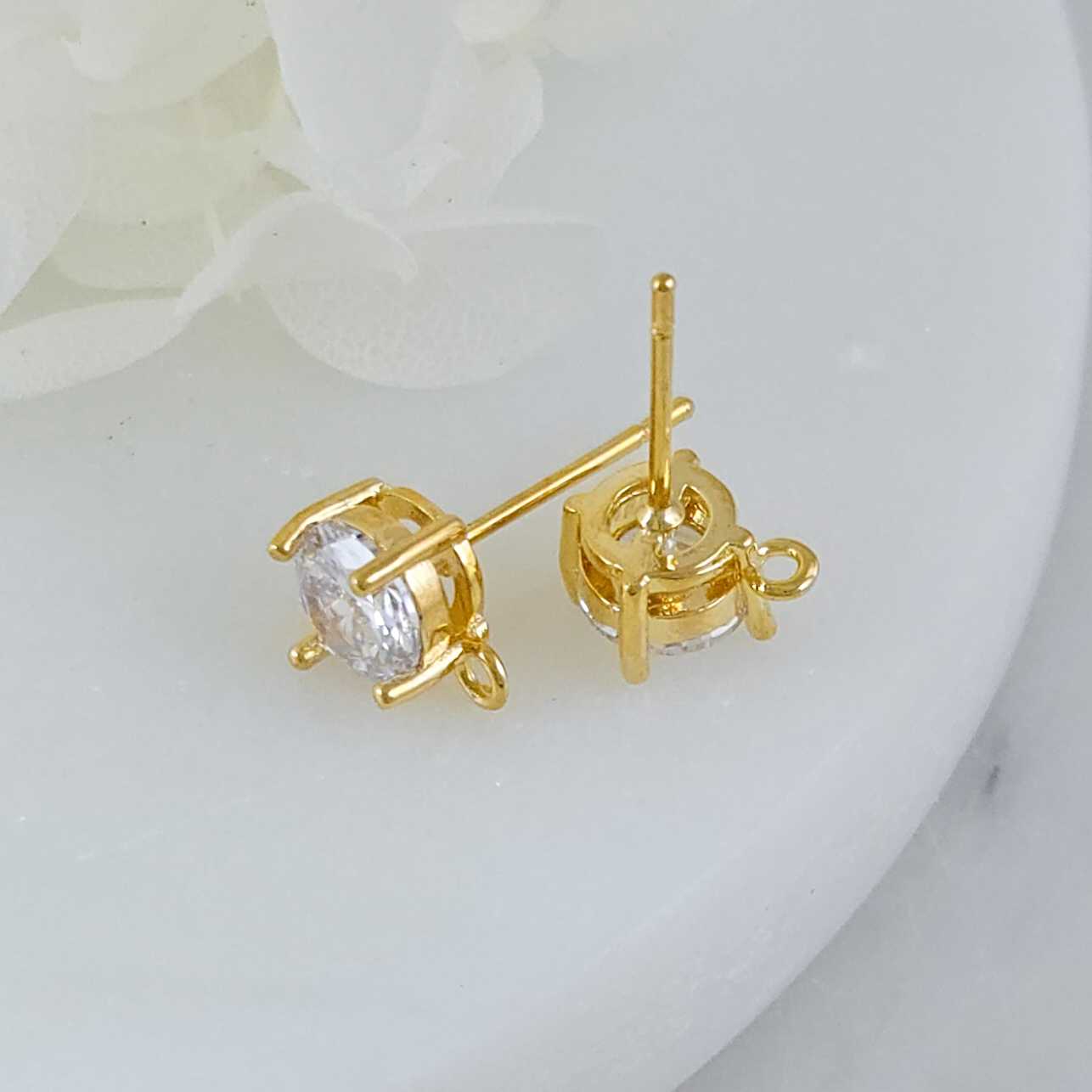 пара Швензы пуссеты с фианитом 9.7х7.5 мм позолота 14К (10008-7-З) швензы для серег купить с доставкой по России | Интернет-магазин Viva Beads