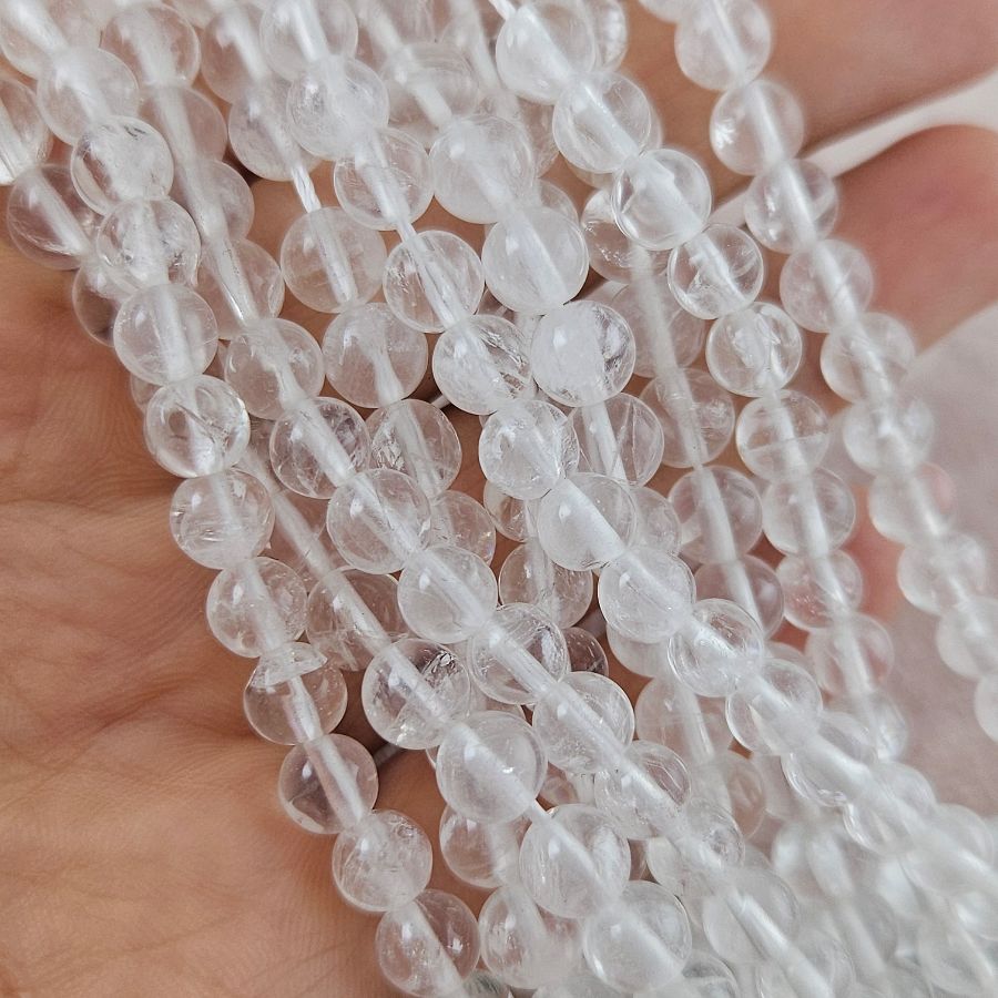 Нить 18.5 см Горный хрусталь натуральный 6 мм бусина гладкий шар (7602-6) купить в Воронеже | Заказать в интернет-магазине Viva Beads
