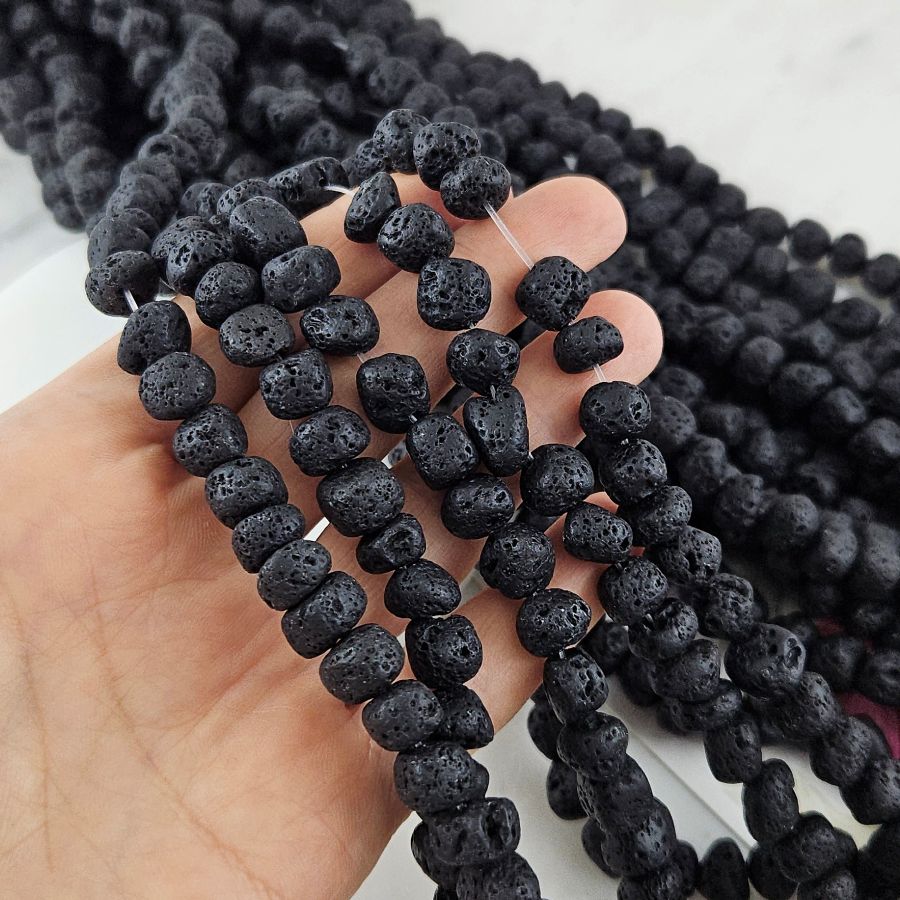 Нить 38 см Лава натуральная 7-10 мм бусины фри форм, галтовка, черный (8912) для бижутерии купить с доставкой по России | Интернет‑магазин Viva Beads
