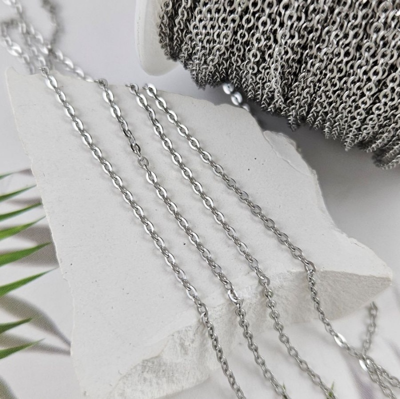 1 м Цепь тонкая якорная толщиной 1.5 мм из нержавеющей стали (4671-1.5) купить с доставкой по России | Интернет-магазин Viva Beads