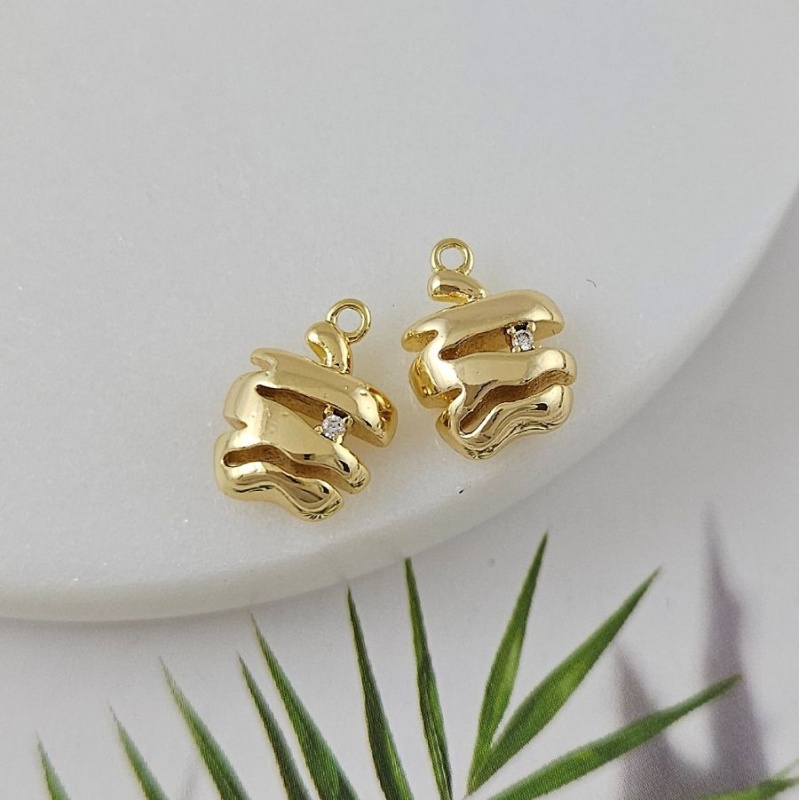 УЦЕНКА Подвеска Яблоко 13.3x9.9х4.7 мм с фианитом, позолота 14К (9954-З-УЦ)