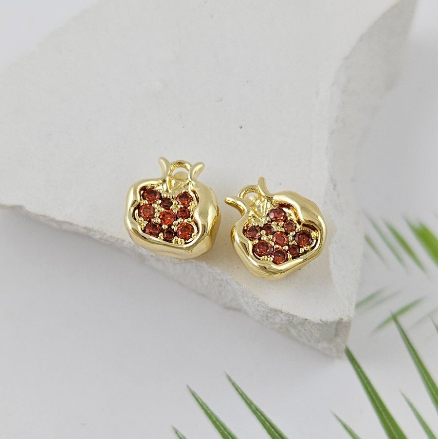 Подвеска Гранат 10.5x9.8x6.5 мм с фианитами, позолота 14К (5614-З) купить с доставкой по России | Интернет-магазин Viva Beads