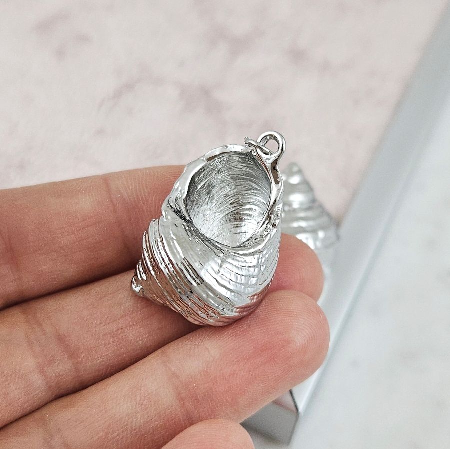 Подвеска кулон Ракушка 31x20 мм родиевое покрытие (10188-Р) купить с доставкой по России | Интернет-магазин Viva Beads