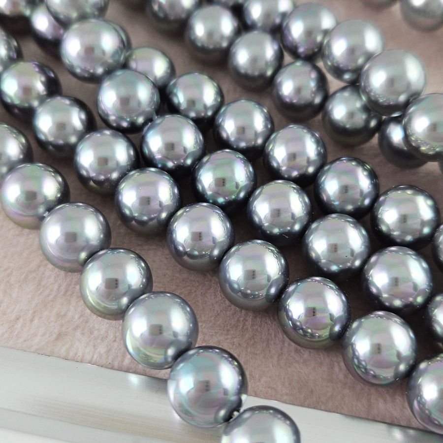 Нить 19 см Жемчуг Майорка 10 мм круглые бусины, серый (6330-10) купить с доставкой по России | Интернет-магазин Viva Beads