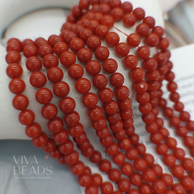 Нить 20 см Коралл натур. 6 мм (7611) купить в Воронеже | Заказать в интернет-магазине Viva Beads
