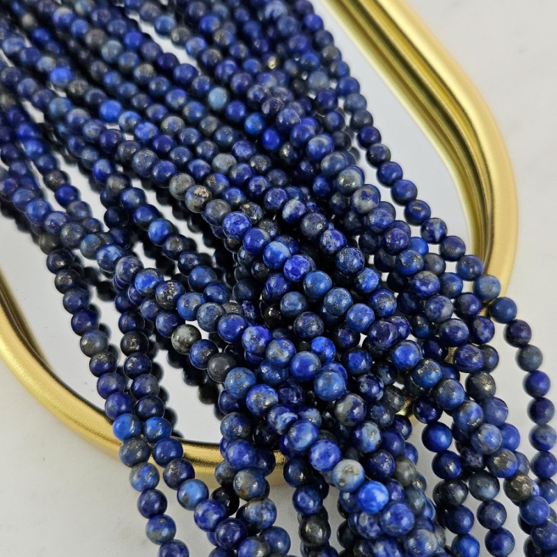 Нить 38 см Лазурит натуральный ок. 4 мм, бусины гладкий шар (2524-4) для бижутерии купить с доставкой по России | Интернет‑магазин Viva Beads
