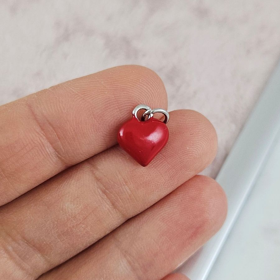 Подвеска Сердце 11x9.6х4.3 мм красная эмаль, родиевое покрытие (10180-Р) купить с доставкой по России | Интернет-магазин Viva Beads