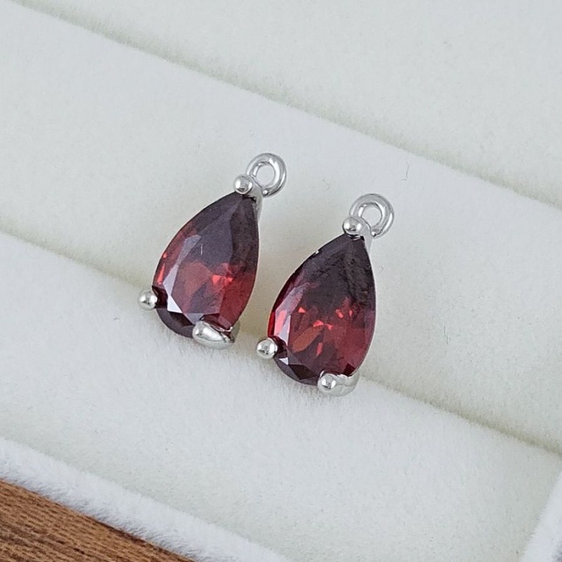 Подвеска Капля 11.6х6.5х4.2 мм с фианитом, бордовый, родиевое покрытие (10224-РБОР) купить с доставкой по России | Интернет-магазин Viva Beads