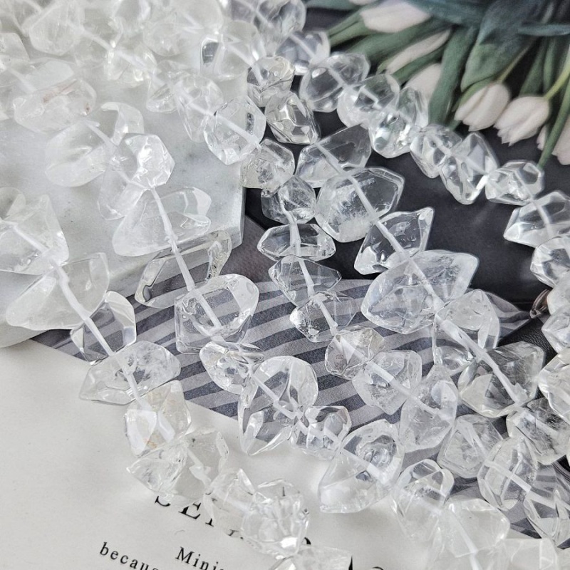 УЦЕНКА 1 шт. Горный хрусталь 14-21х7-11 мм бусины фри форм с гранями  (7336-УЦ)