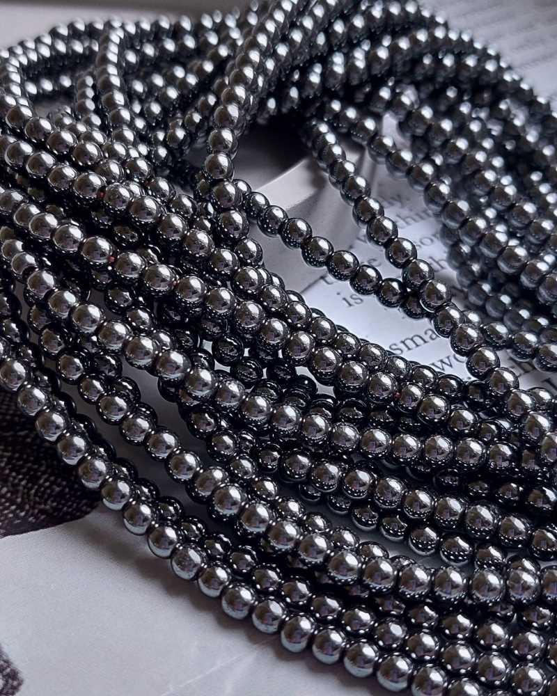 Нить 40 см Гематит 4 мм темный, гладкая бусина (6317-4)	 купить в Воронеже | Заказать в интернет-магазине Viva Beads
