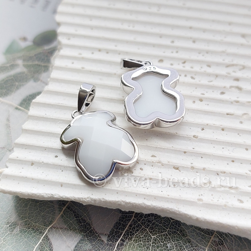 УЦЕНКА Подвеска Мишка 22х12 мм керамика, родиевое покр. (6804-БР-УЦ)
