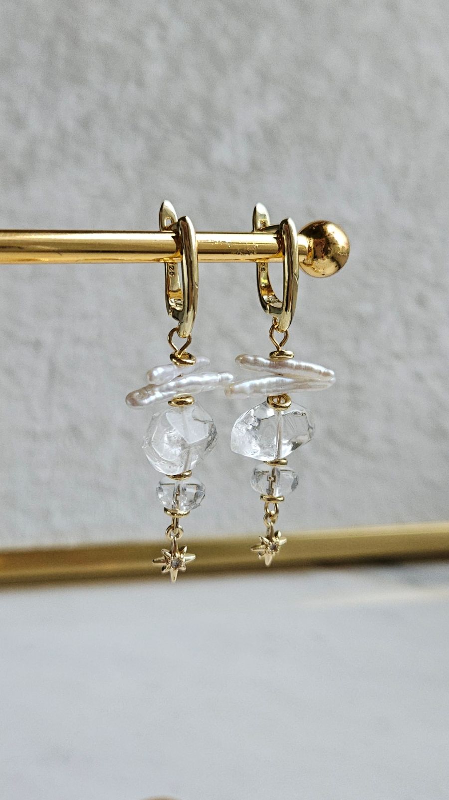 Nova — набор материалов для создания серёжек из хрусталя и жемчуга барокко (НАБОР-65)