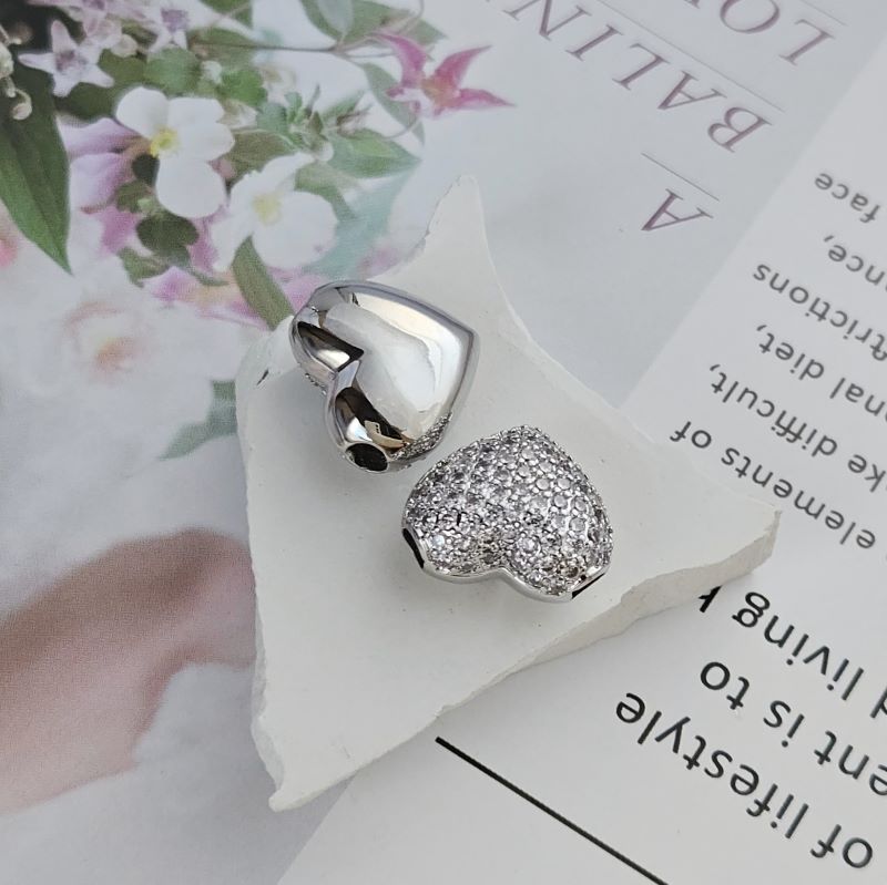 УЦЕНКА Бусина Сердце с фианитами 16х18.5х10 мм родиевое покрытие (8741-Р-УЦ)