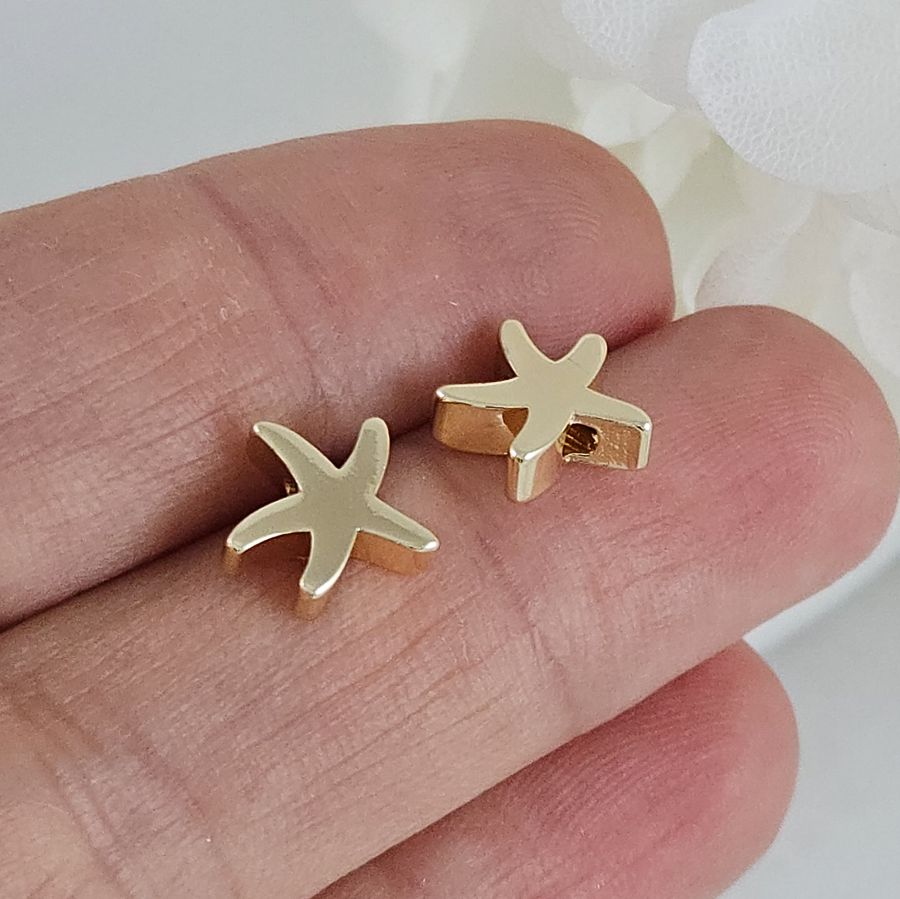 1 шт. Бусина разделитель Морская звезда 8.8х9 мм, позолота 14К (10219-З) купить с доставкой по России | Интернет-магазин Viva Beads