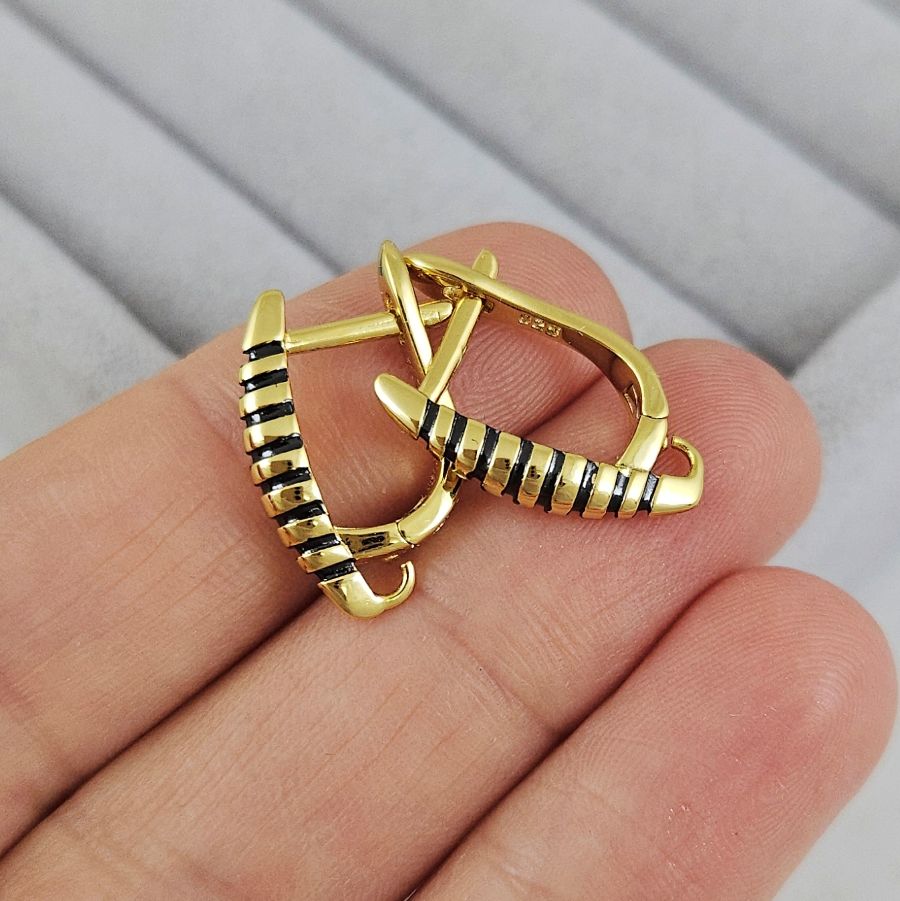 Швензы с английским замком 18х3.7 мм с эмалью, позолота 14К (10203-З) швензы для серег купить с доставкой по России | Интернет-магазин Viva Beads