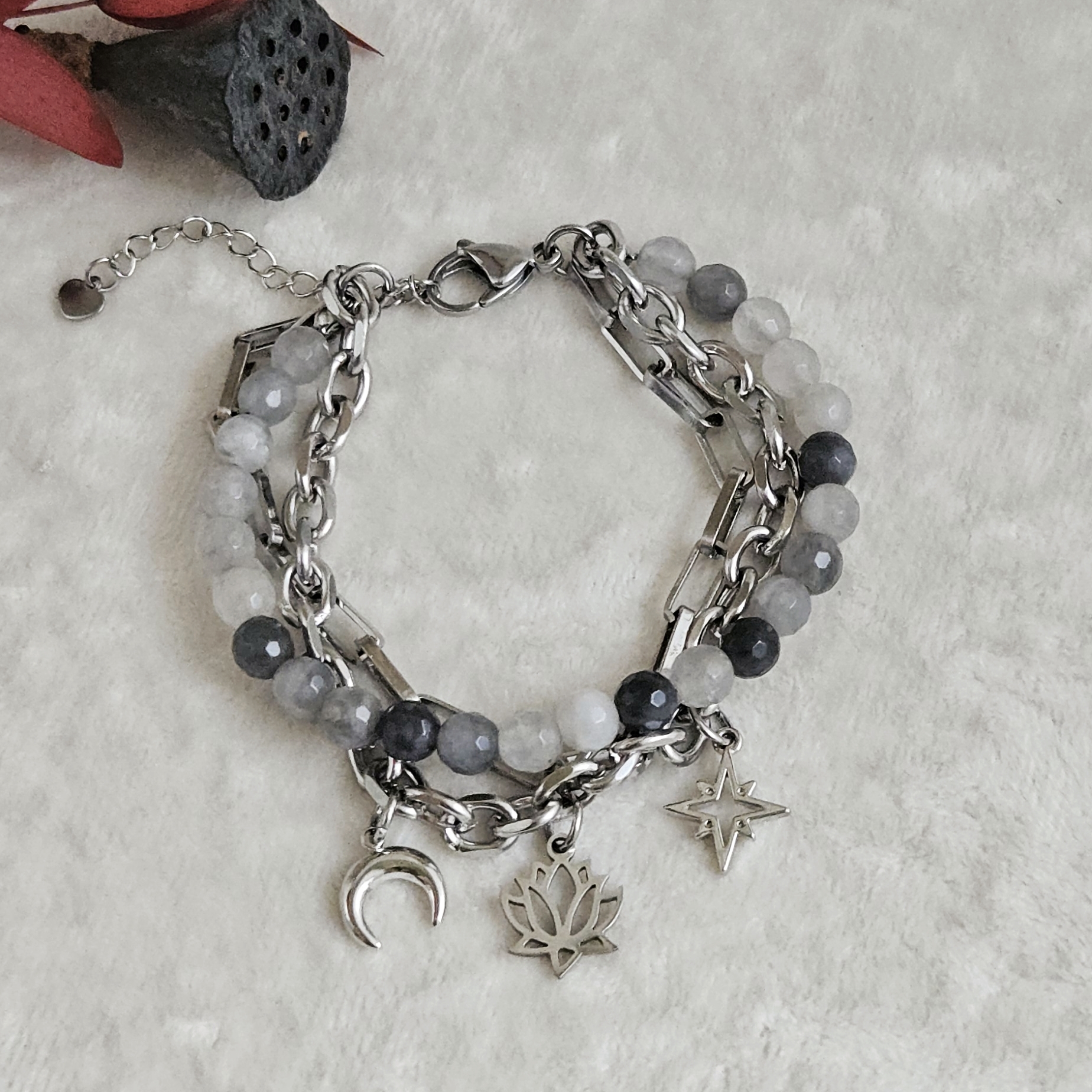 Дымчатая ночь — набор материалов для создания многослойного браслета из дымчатого кварца и цепей (НАБОР-78) купить с доставкой по России | Интернет-магазин Viva Beads