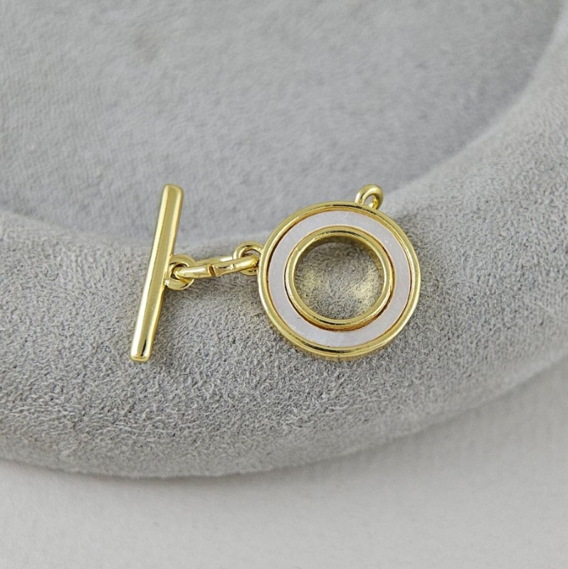 Замок тоггл с перламутром 15.6х13.5 мм & 16.4х4.5 мм позолота 14К (9627-З) замок для украшений купить с доставкой по России | Интернет-магазин Viva Beads