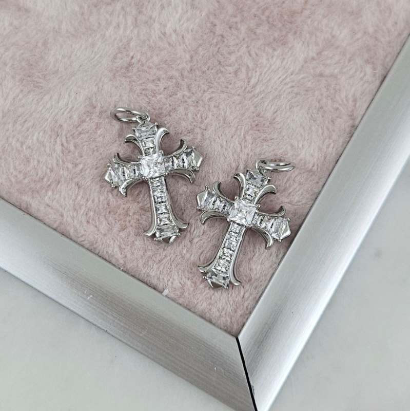 Подвеска Крест с фианитами 19.5x14.2 мм родиевое покрытие (10189-Р) купить с доставкой по России | Интернет-магазин Viva Beads