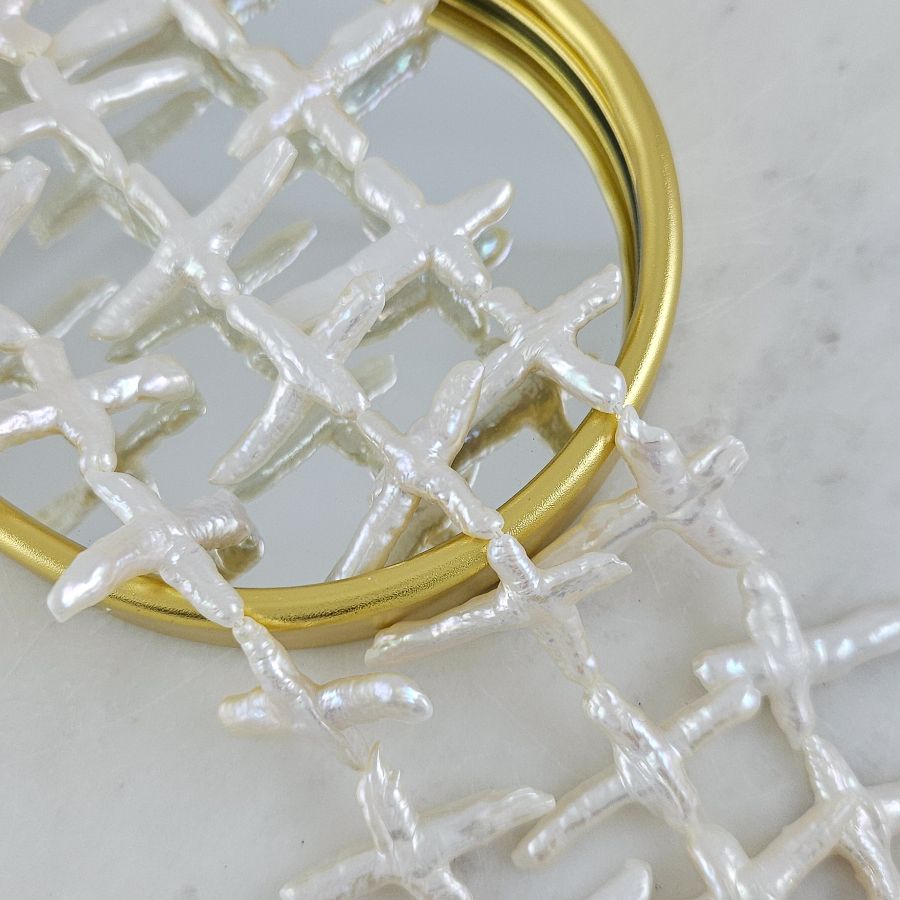 1 шт. Жемчуг речной барокко 25-34х18-20 мм, форма крест, белый (10292) купить с доставкой по России | Интернет-магазин Viva Beads