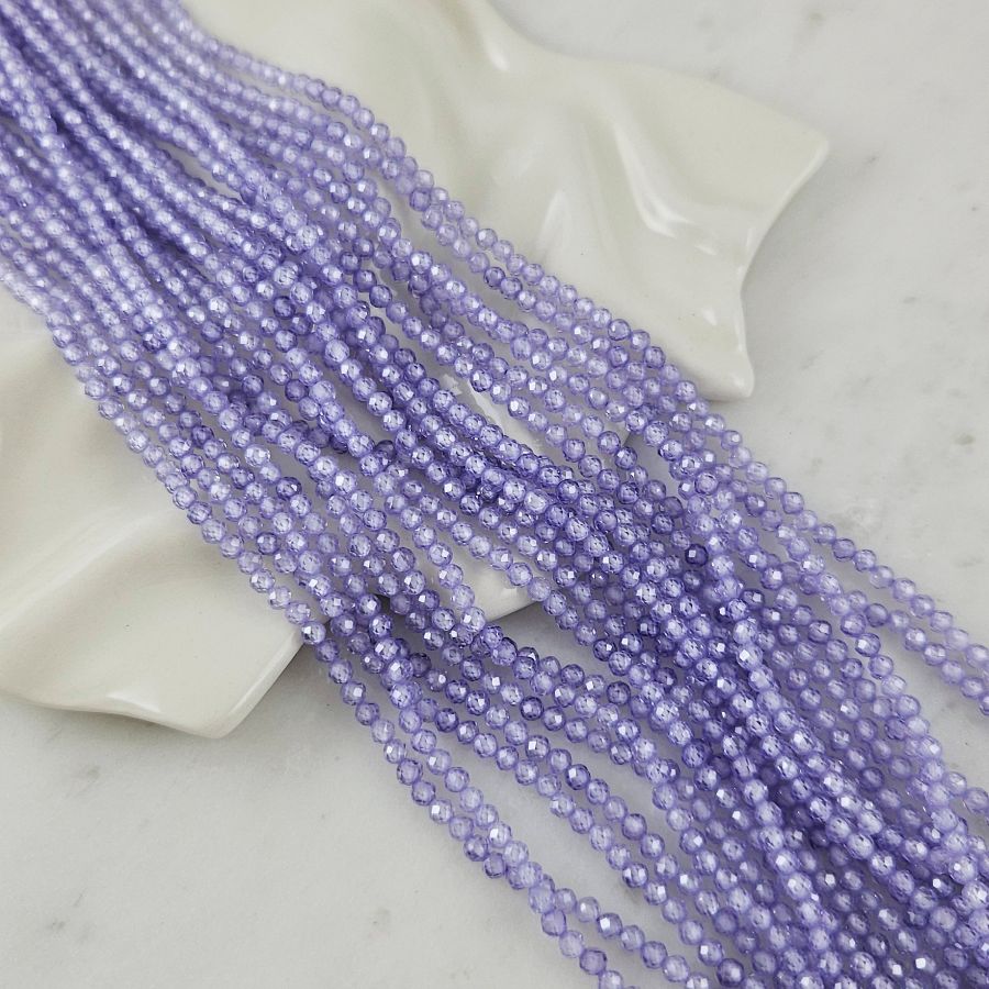 Нить 18 см Фианиты 3 мм круглые граненые бусины, сиреневый (5472-СИР) купить с доставкой по России | Интернет-магазин Viva Beads