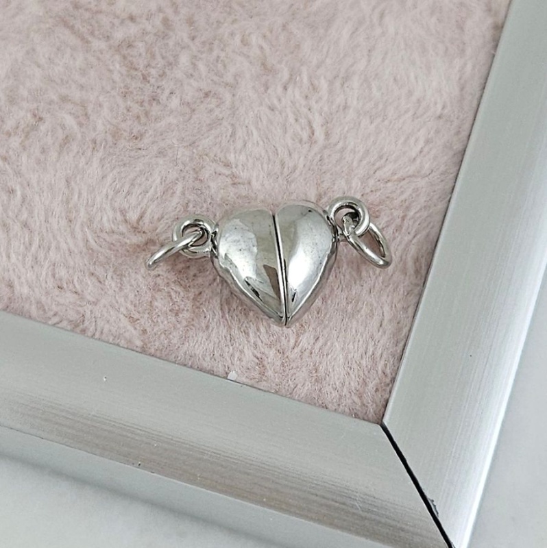 Замок магнитный Сердце 9.5x14.5x6.5 мм цвет платина (8493-П) замок для украшений купить с доставкой по России | Интернет-магазин Viva Beads