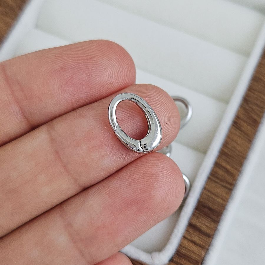 Замок карабин 12х8 мм родиевое покрытие (5272-Р) замок для украшений купить с доставкой по России | Интернет-магазин Viva Beads