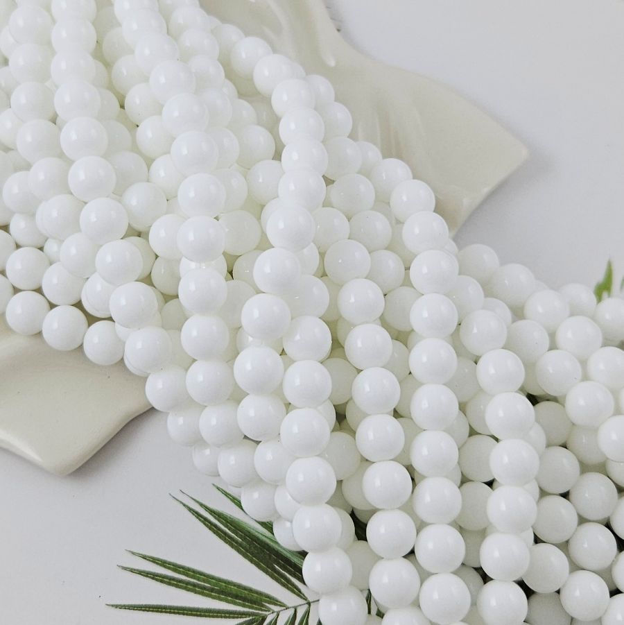 Нить 37 см Агат белый, имитация 10 мм бусина гладкий шар (6864-10) для бижутерии купить с доставкой по России | Интернет‑магазин Viva Beads

