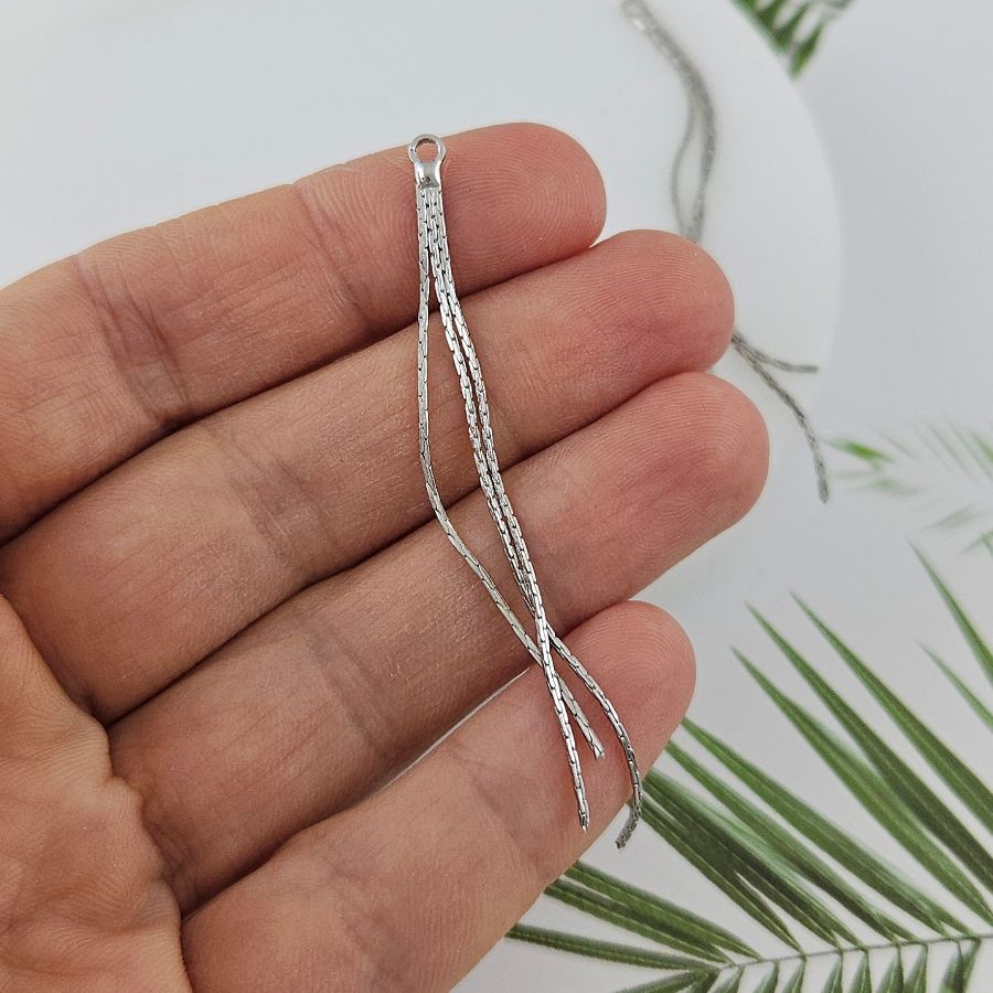 Подвеска Кисточка 65х2.1 мм, родиевое покрытие (10004-Р)