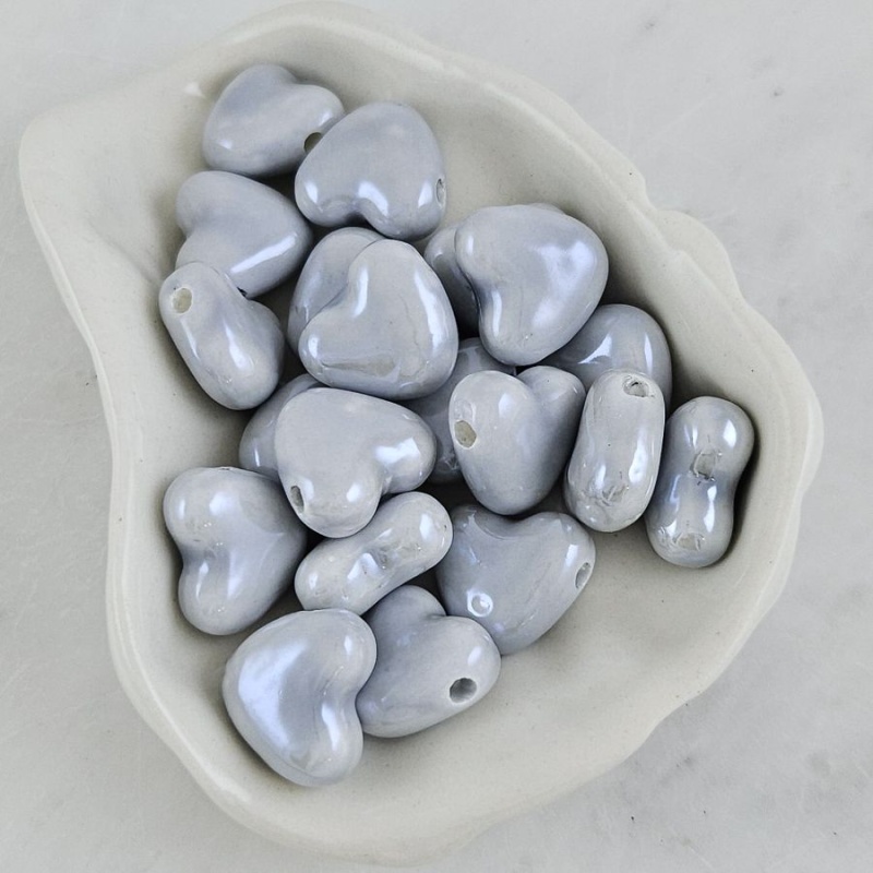 1 шт. Бусина Сердце ок. 14.8х13х7 мм серый, керамика (10276-14-С) купить с доставкой по России | Интернет-магазин Viva Beads