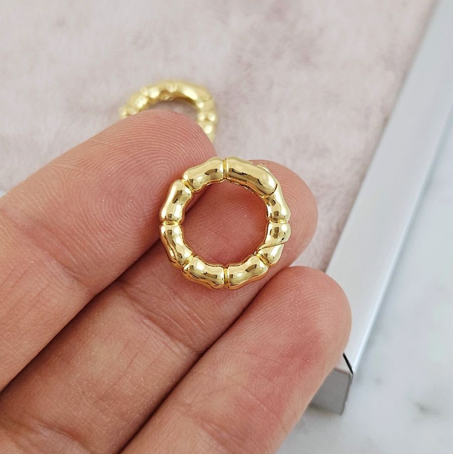 Замок круглый карабин 15x3 мм Бамбук, позолота 14К (10181-15-З) замок для украшений купить с доставкой по России | Интернет-магазин Viva Beads