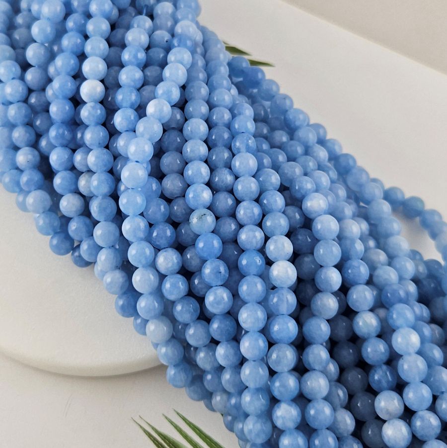 Нить 37 см Кварц тонированный ок. 4.5 мм гладкие бусины, голубой  (10026-4) купить в Воронеже | Заказать в интернет-магазине Viva Beads
