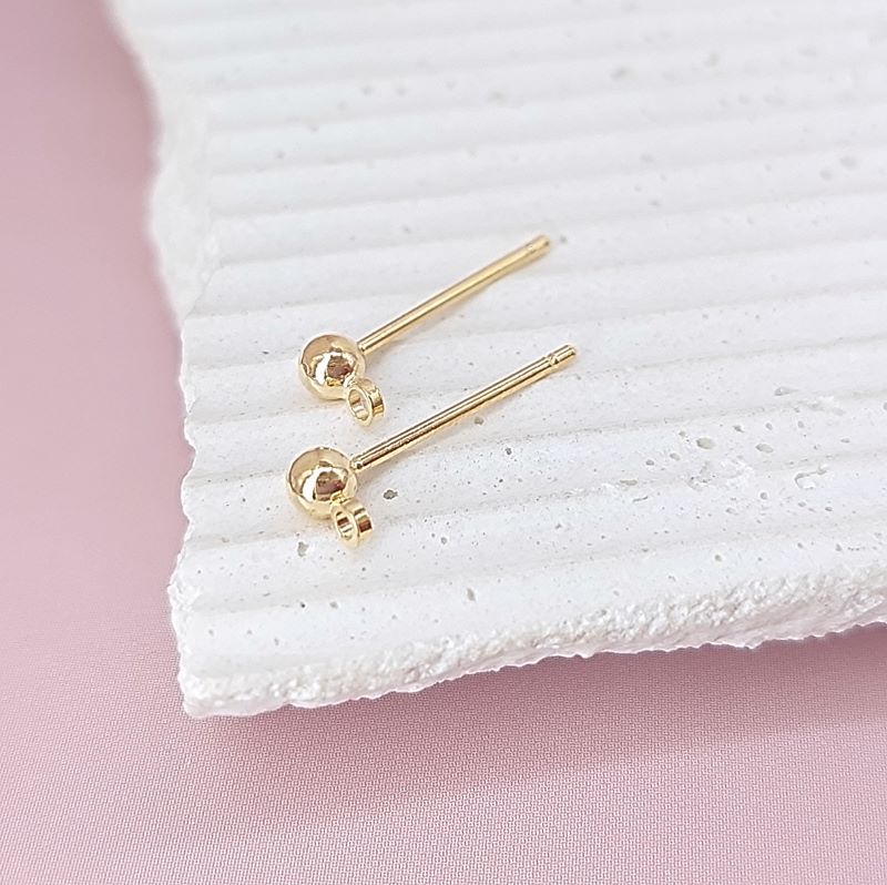 Пуссеты гвоздики Шарик 3 мм позолота (8630-3-З) швензы для серег купить с доставкой по России | Интернет-магазин Viva Beads