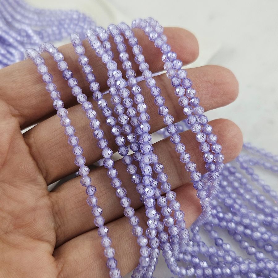 Нить 18 см Фианиты 3 мм круглые граненые бусины, сиреневый (5472-СИР) купить с доставкой по России | Интернет-магазин Viva Beads