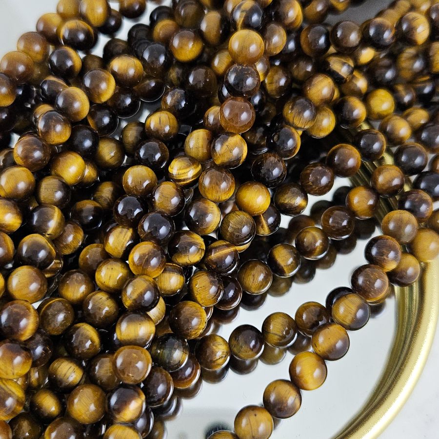 Нить 19 см Тигровый глаз натуральный ок. 6.5 мм, бусины гладкий шар (1002-6) для бижутерии купить с доставкой по России | Интернет‑магазин Viva Beads
