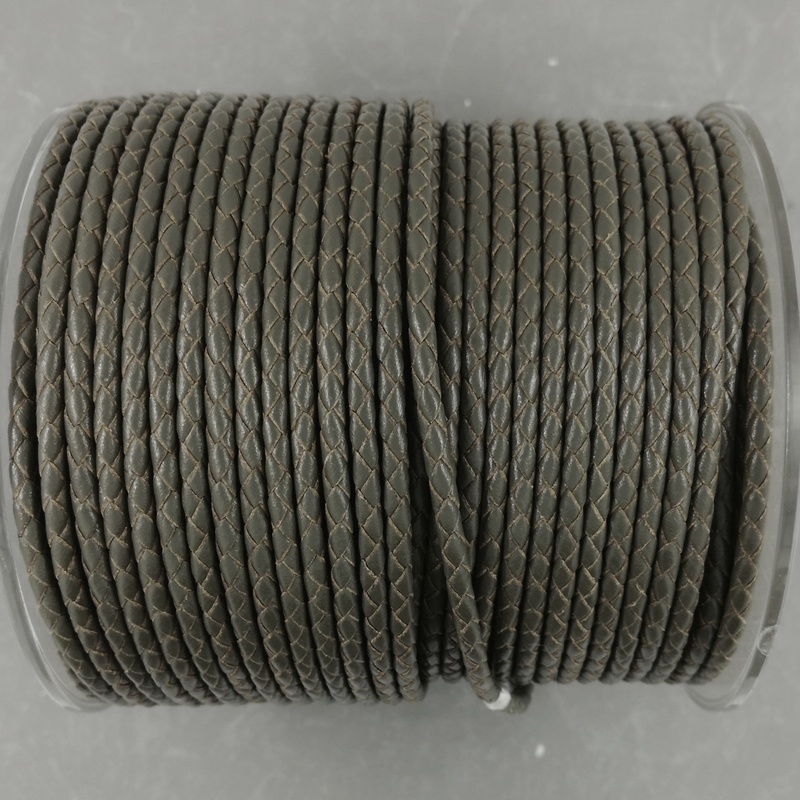 50 см Шнур кожаный плетеный СЕРЫЙ 3 мм (2810)