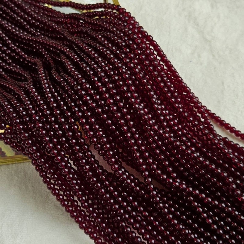 Нить 38 см Бусины стеклянные ок. 4.4 мм, гладкий шар, гранатовый (10257-4) купить с доставкой по России | Интернет-магазин Viva Beads