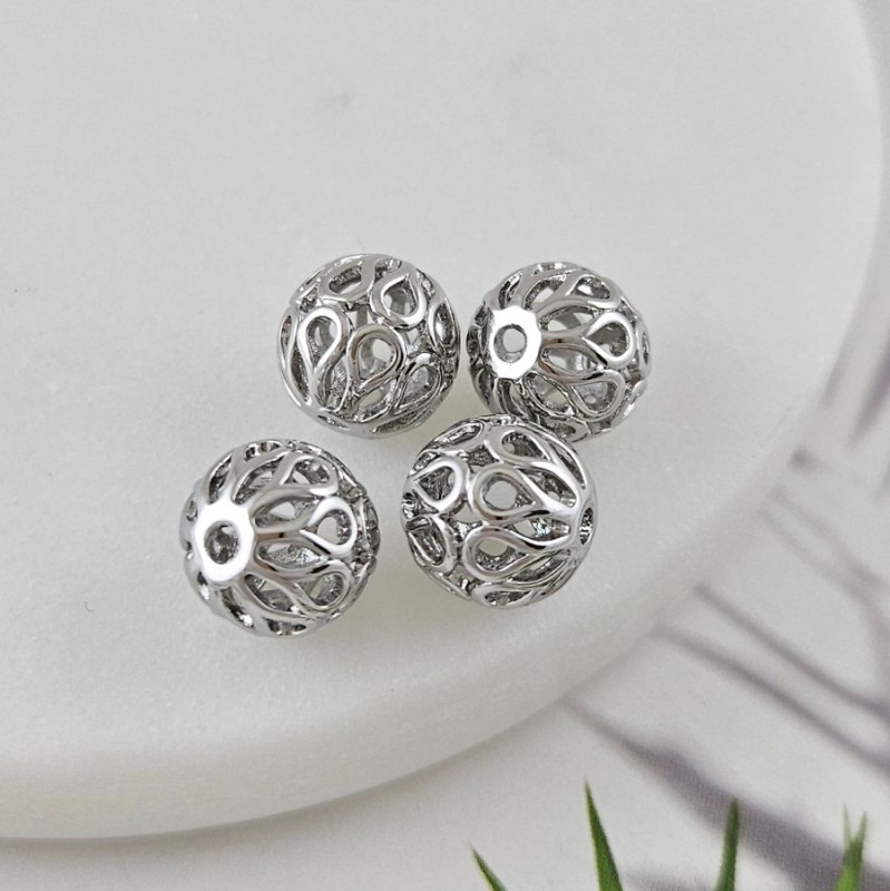 1 шт. Бусина ажурная 9.6х10 мм, родиевое покрытие (10044-Р) купить с доставкой по России | Интернет-магазин Viva Beads