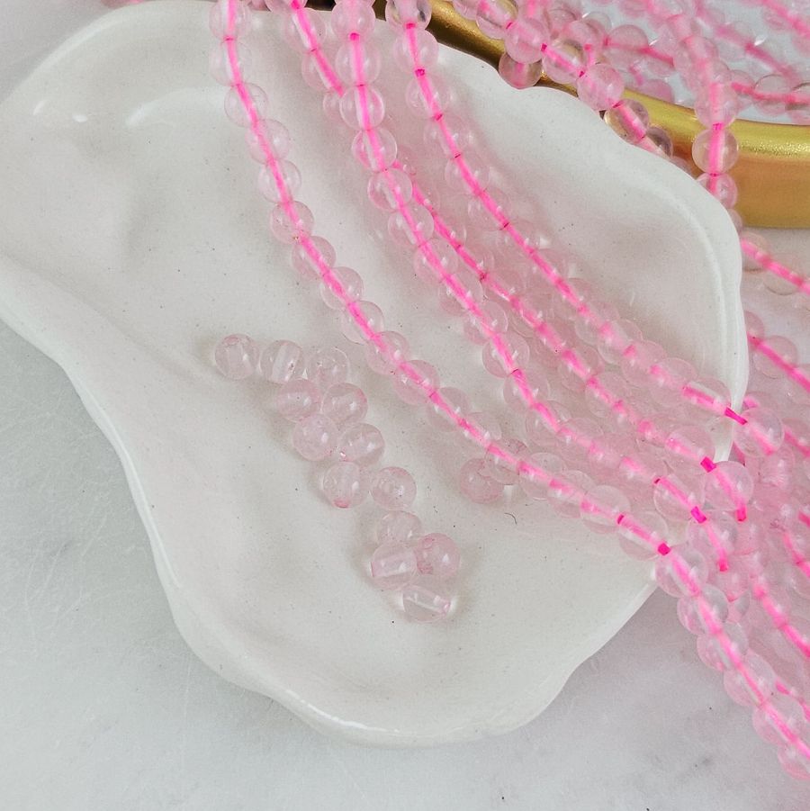 Нить 18.5 см Розовый кварц ок. 4.5 мм, бусины гладкий шар (767-4.5) для бижутерии купить с доставкой по России | Интернет‑магазин Viva Beads
