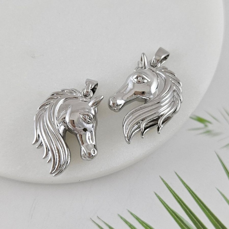 Подвеска Лошадь 25x20 мм, родиевое покрытие (10018-Р) купить с доставкой по России | Интернет-магазин Viva Beads