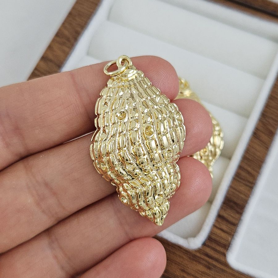Подвеска кулон Ракушка 40x22 мм, позолота 14К (10281-З) купить с доставкой по России | Интернет-магазин Viva Beads