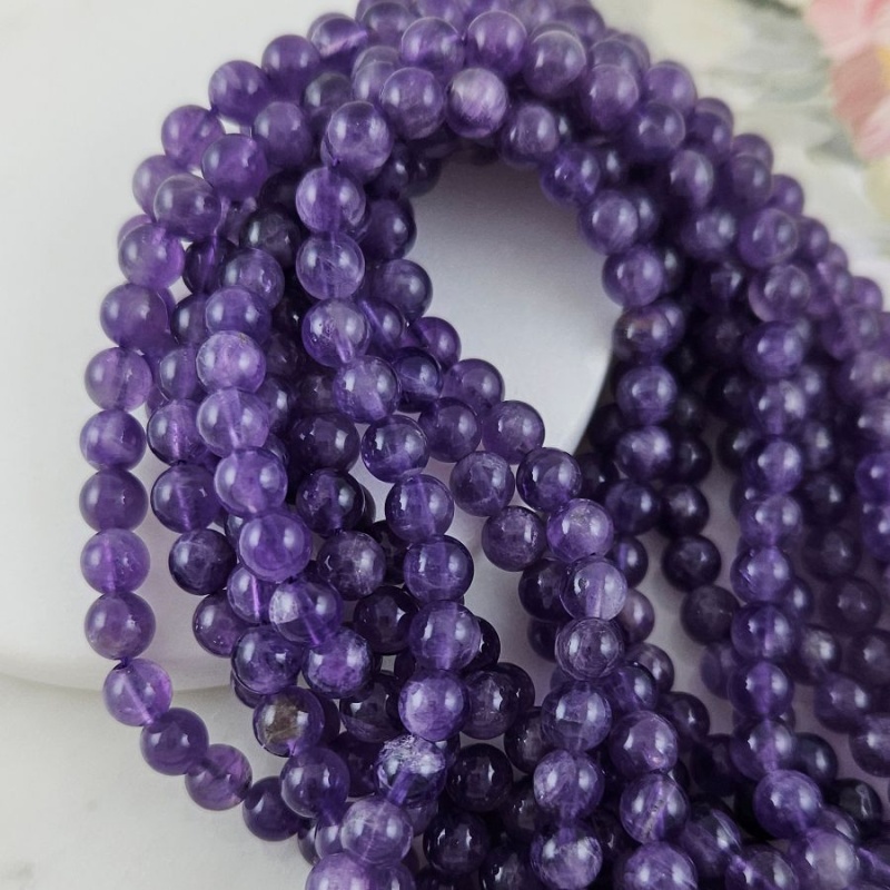 Нить 19 см Аметист натуральный ок. 6.3 мм бусины гладкий шар (3114-6) для бижутерии купить с доставкой по России | Интернет‑магазин Viva Beads
