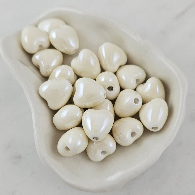 УЦЕНКА 1 шт. Бусина Сердце 12 мм молочный, керамика (6436-МОЛ-УЦ)