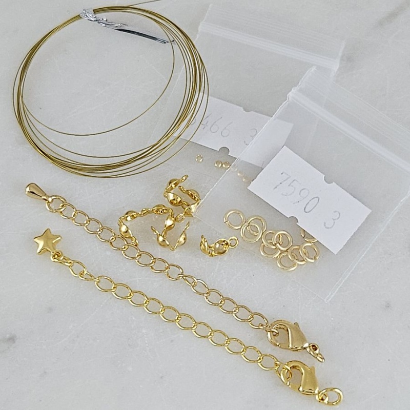 Набор для оформления концов украшений из бусин до 6 мм, позолота 14К (10555-З) | ВИВА Бусины