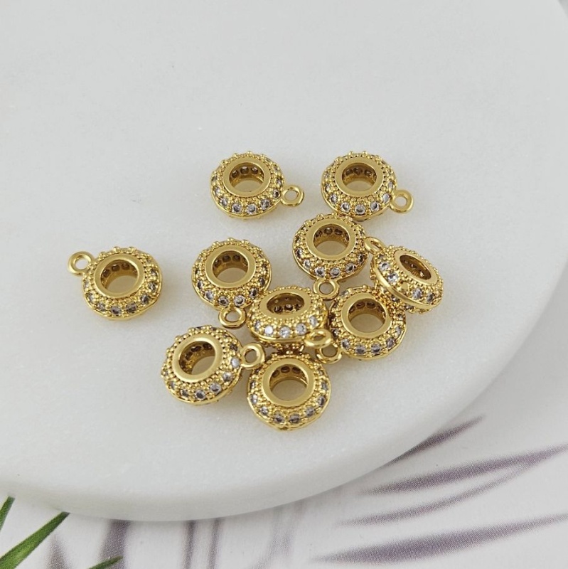 Бейл для подвесок 11х8.4х3.9 мм вн. d 3.5 мм с фианитами позолота 18К (9961-З) купить в Воронеже | Заказать в интернет-магазине Viva Beads
