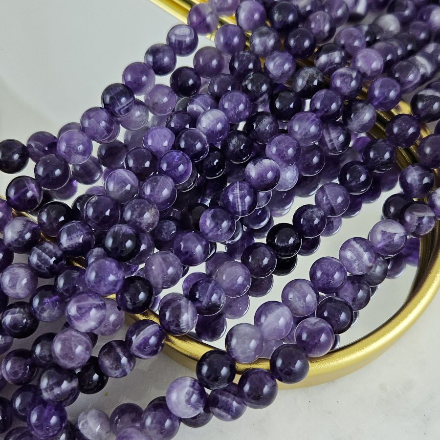 Нить 19 см Аметист натуральный ок. 8.3 мм, бусины гладкий шар (2543-8) для бижутерии купить с доставкой по России | Интернет‑магазин Viva Beads
