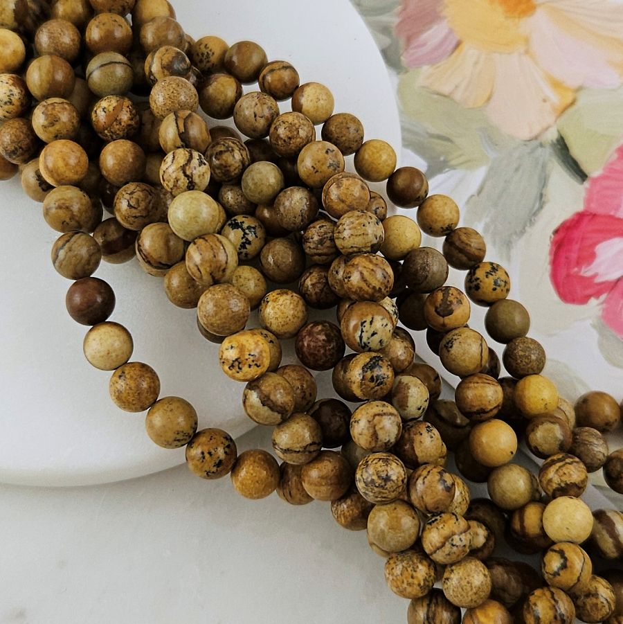 Нить 37 см Яшма пейзажная 6-6.5 мм бусина гладкий шар (9449-6) для бижутерии купить с доставкой по России | Интернет‑магазин Viva Beads
