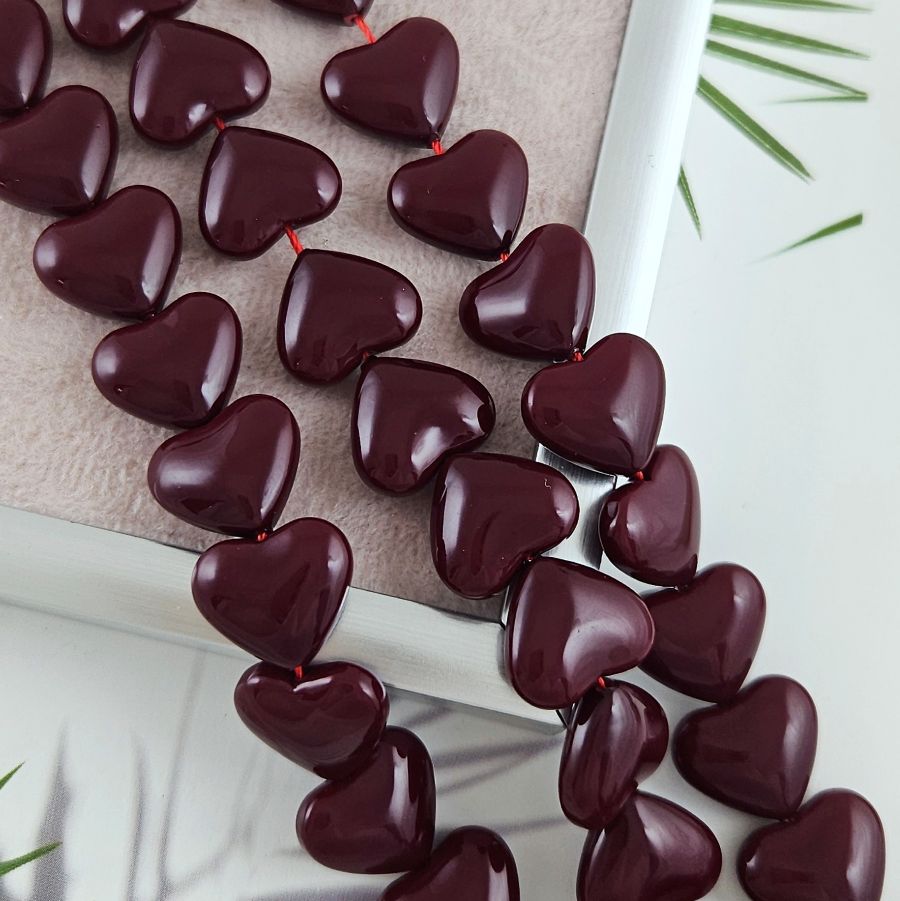 1 шт. Жемчуг майорка Сердце бусины 13х14.8 мм, бордовый (10081-14) купить с доставкой по России | Интернет-магазин Viva Beads