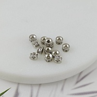 УЦЕНКА 1 шт. Бусина разделитель 4.2х2.5 мм с фианитами, родиевое покрытие (9964-Р-УЦ) купить с доставкой по России | Интернет-магазин Viva Beads