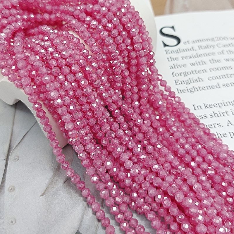 Нить 18 см Фианиты (цирконы) 3 мм ярко-розовый (7727-РОЗ) купить в Воронеже  | Заказать в интернет-магазине Viva Beads

